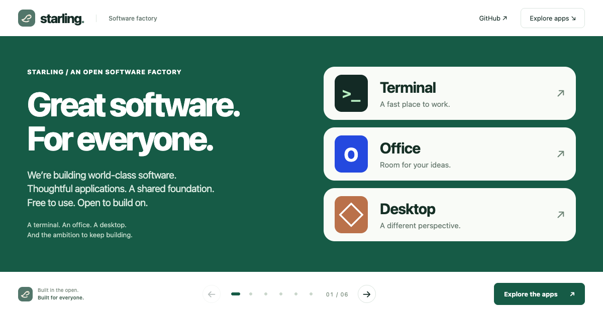 Starling — great software, open to everyone